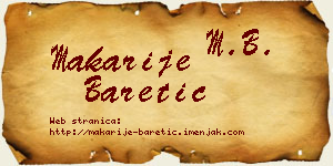 Makarije Baretić vizit kartica